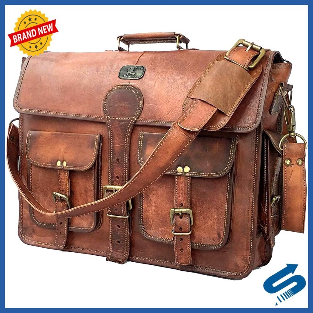 Leather Messenger Bag Handmade Full Grain Vintage Business Briefcase Office